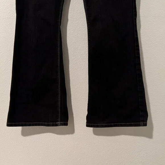 White House Black Market Blanc Flare Leg Black Jeans Pants Sz 14S (35x29) - Picture 5 of 13